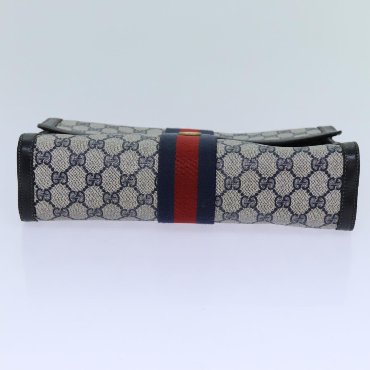 GUCCI GG Supreme Sherry Line Clutch Bag PVC Red Navy 67 014 3087 Auth fm3329