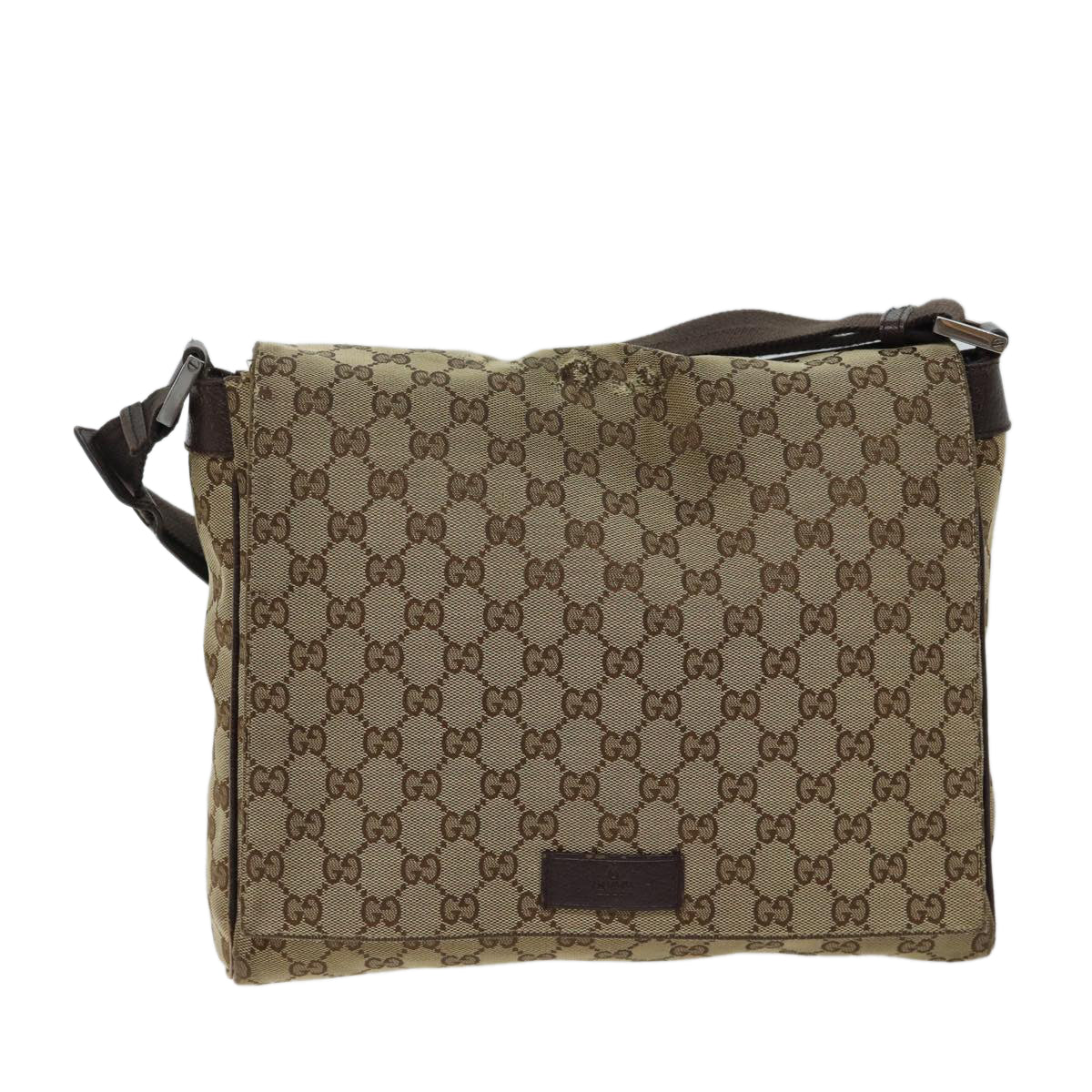 GUCCI GG Canvas Shoulder Bag Beige 146236 Auth fm3333