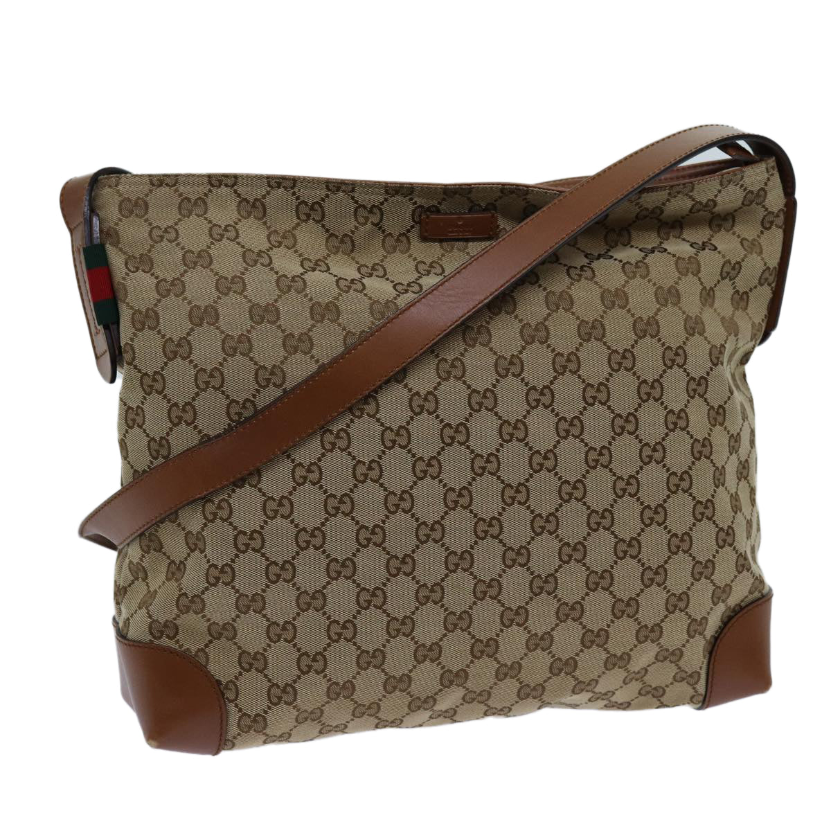 GUCCI GG Canvas Shoulder Bag Beige 308930 Auth fm3335