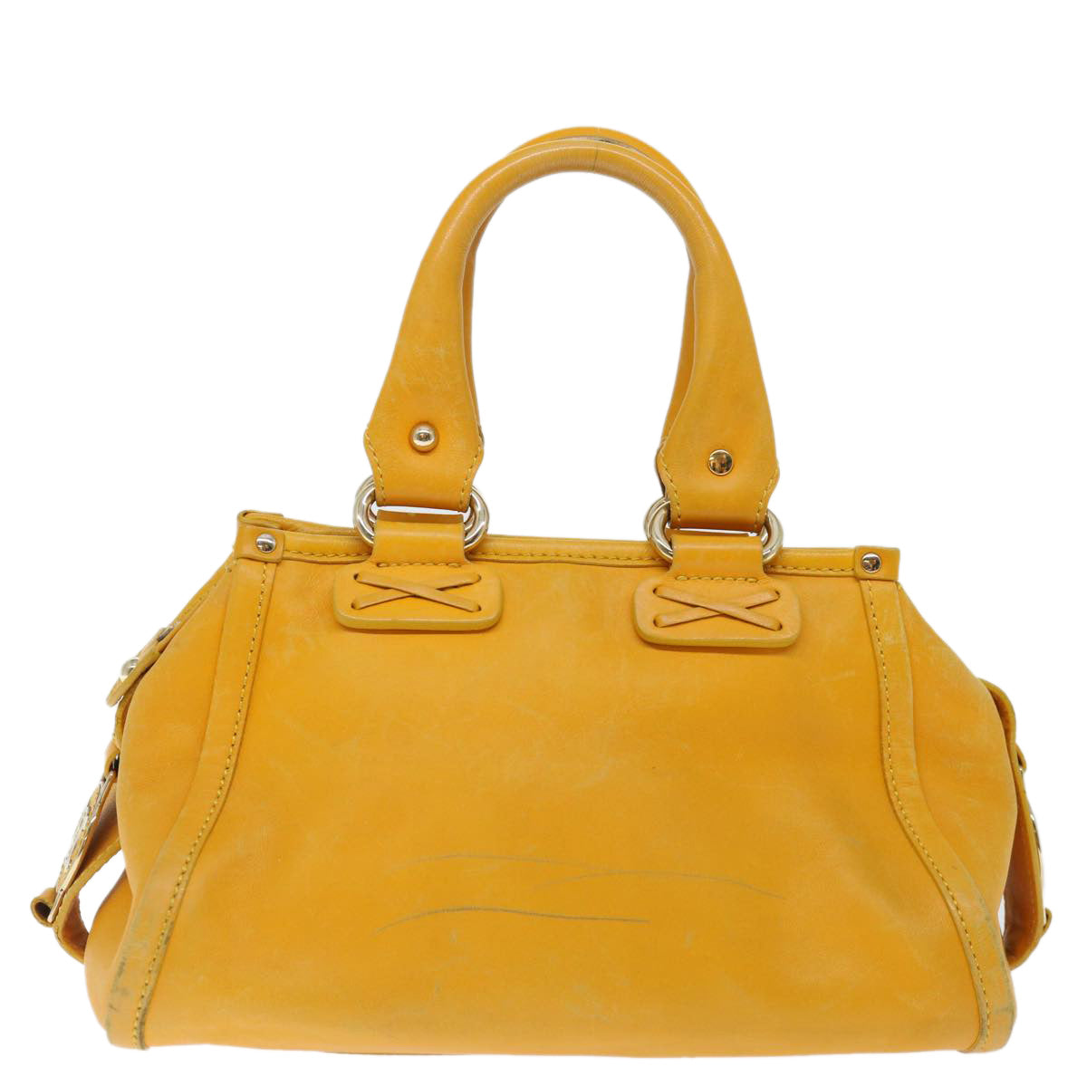 CELINE Hand Bag Leather Yellow Auth fm3342