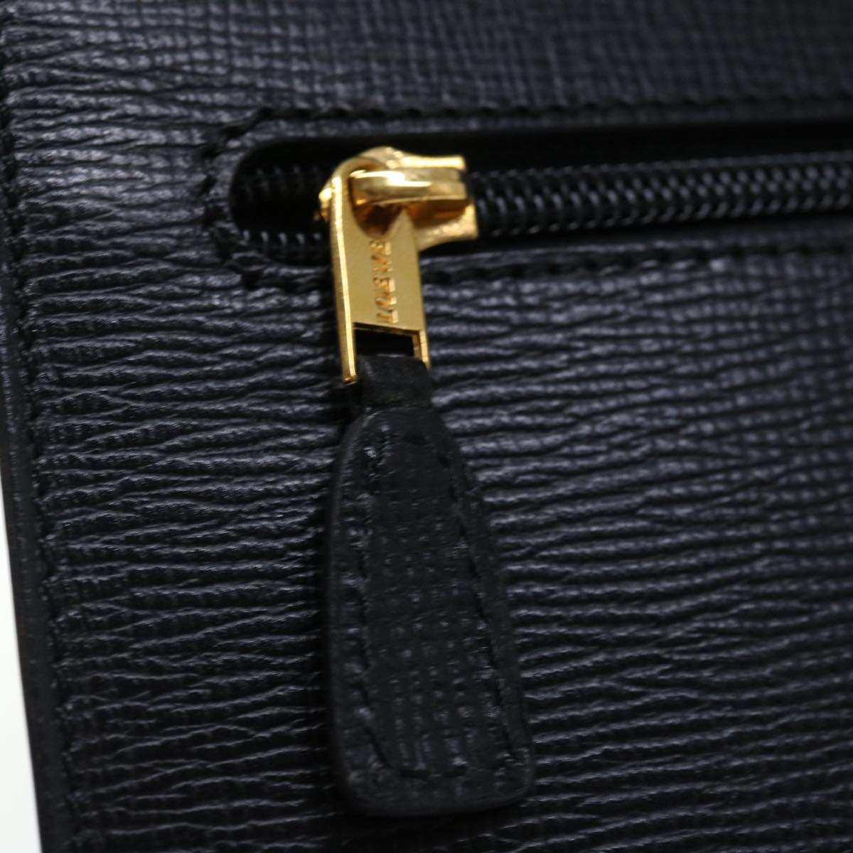 LOEWE Anagram Clutch Bag Leather Black Auth fm3350