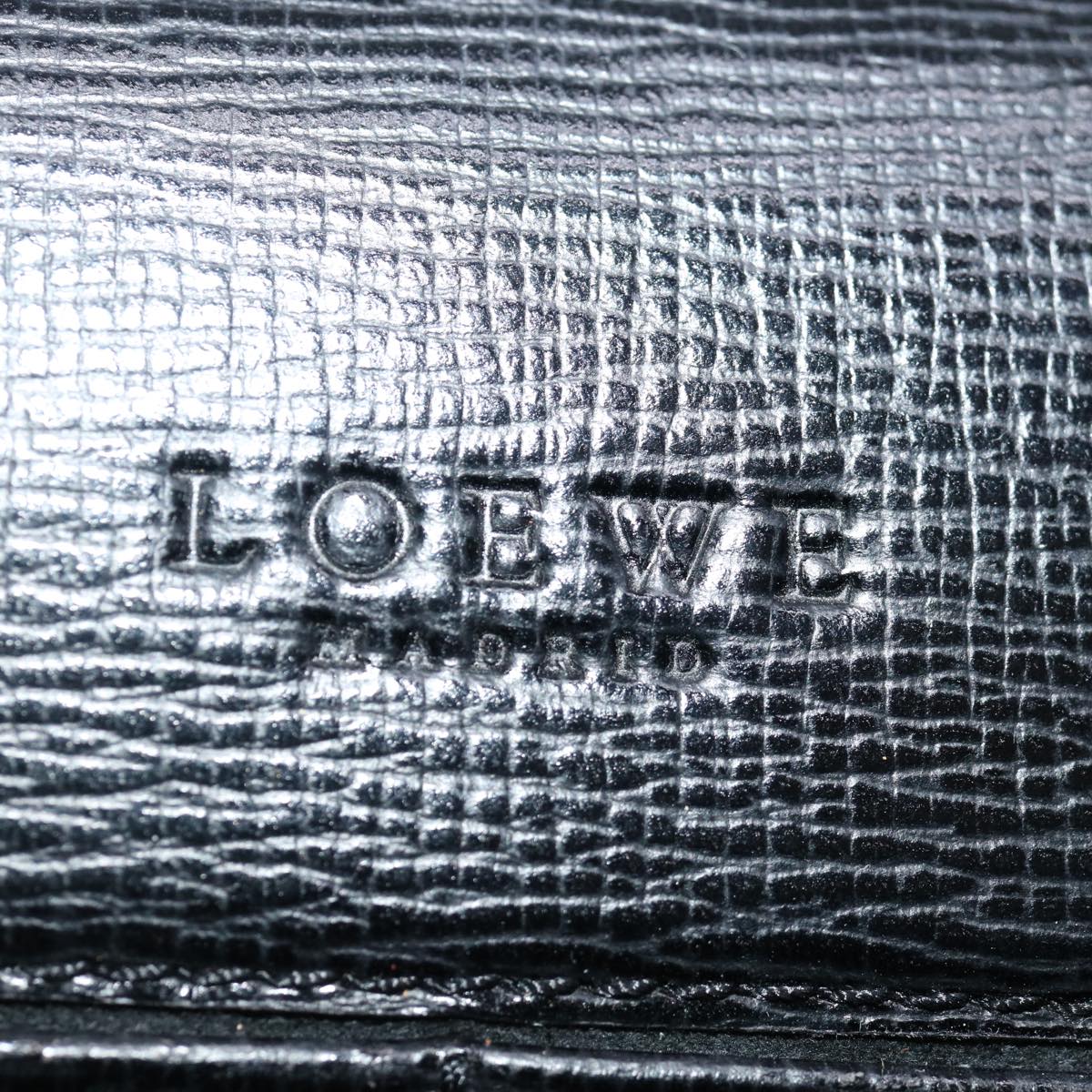 LOEWE Anagram Clutch Bag Leather Black Auth fm3350