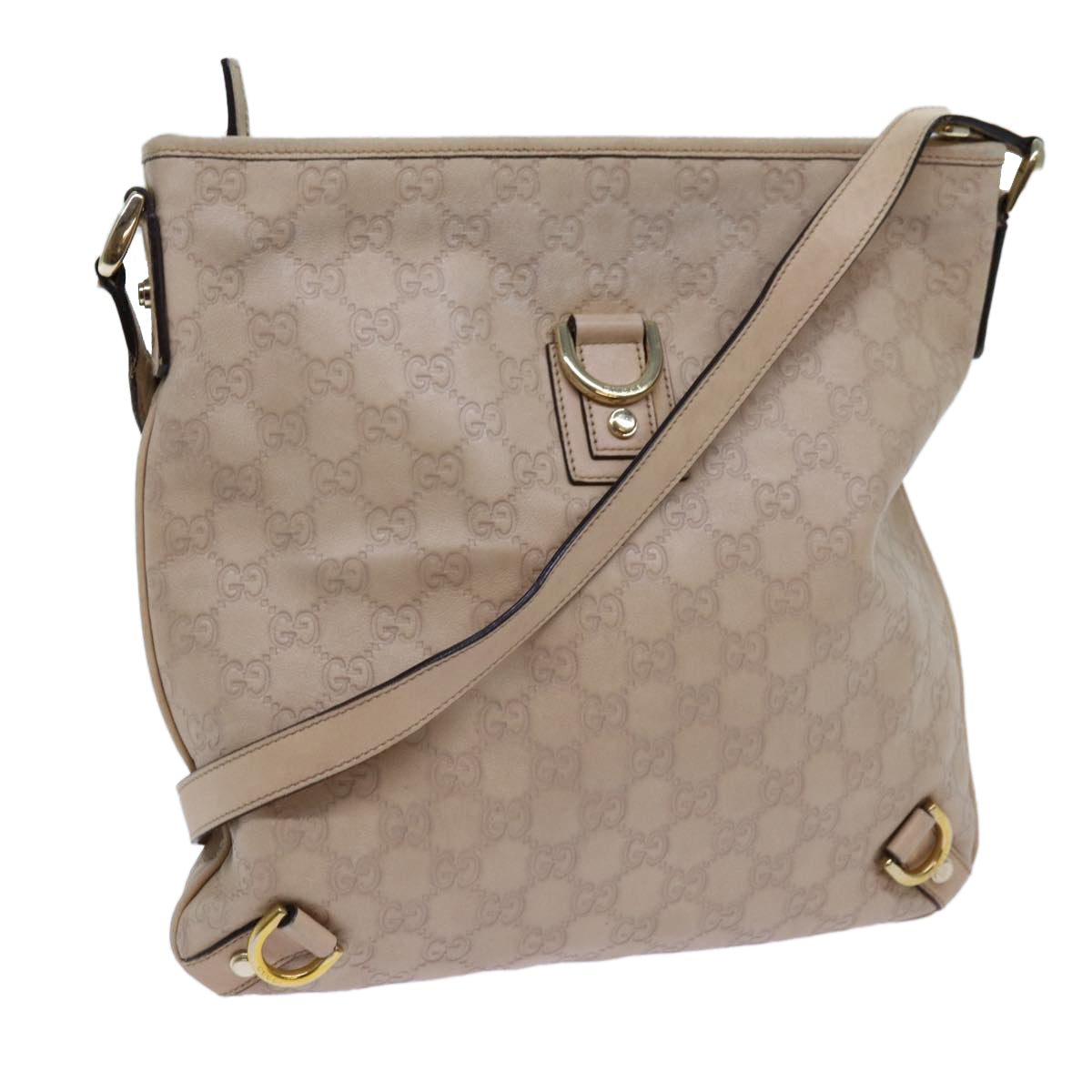 GUCCI GG Canvas Guccissima Abbey Shoulder Bag Beige 131326 Auth fm3354