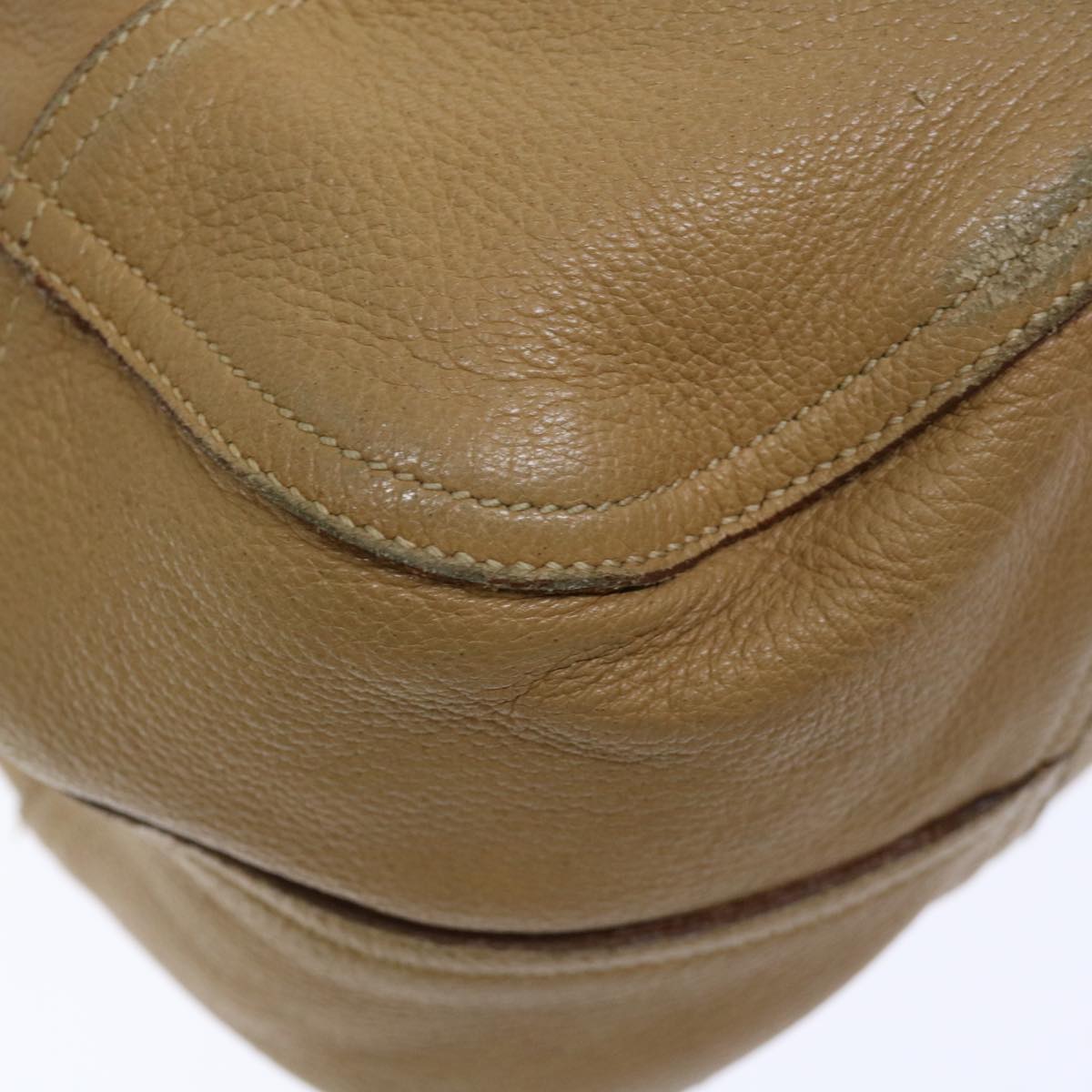 PRADA Tote Bag Leather Beige Auth fm3358