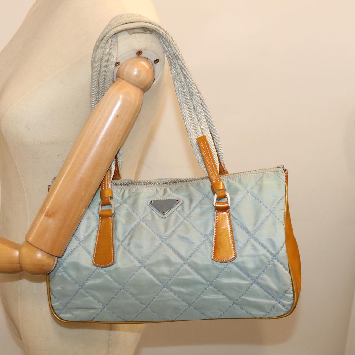 PRADA Shoulder Bag Nylon Blue Auth fm3362