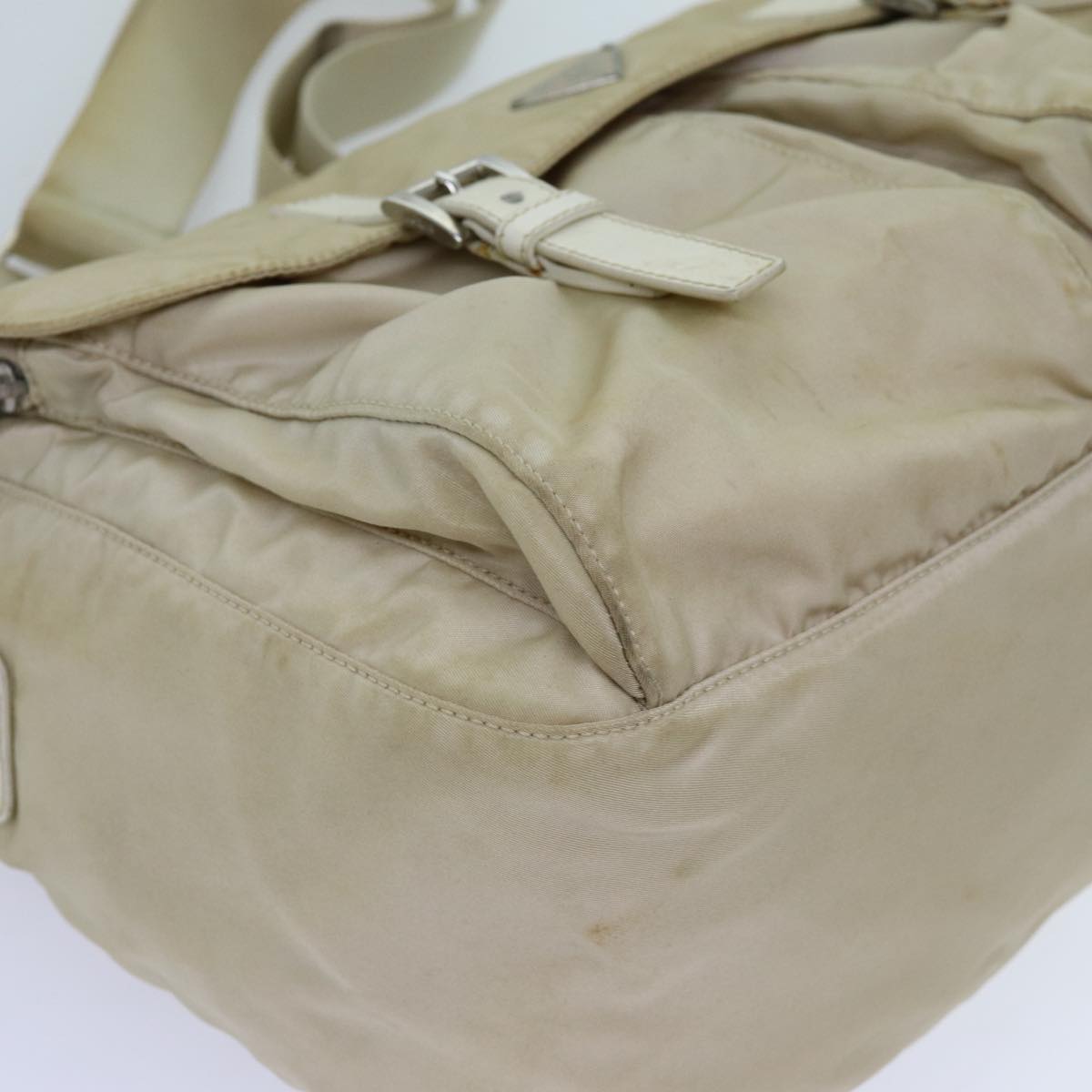 PRADA Shoulder Bag Nylon Beige Auth fm3366