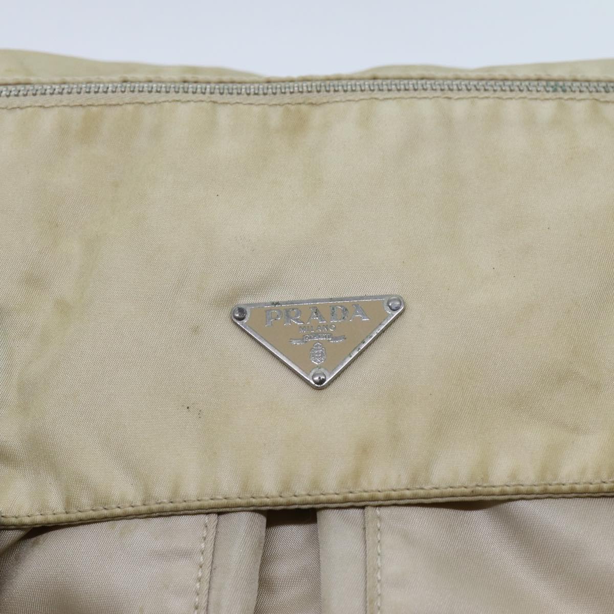 PRADA Shoulder Bag Nylon Beige Auth fm3366