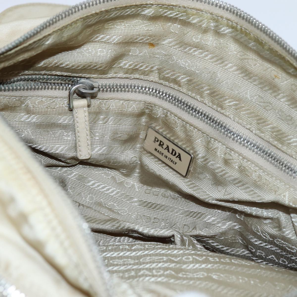 PRADA Shoulder Bag Nylon Beige Auth fm3366