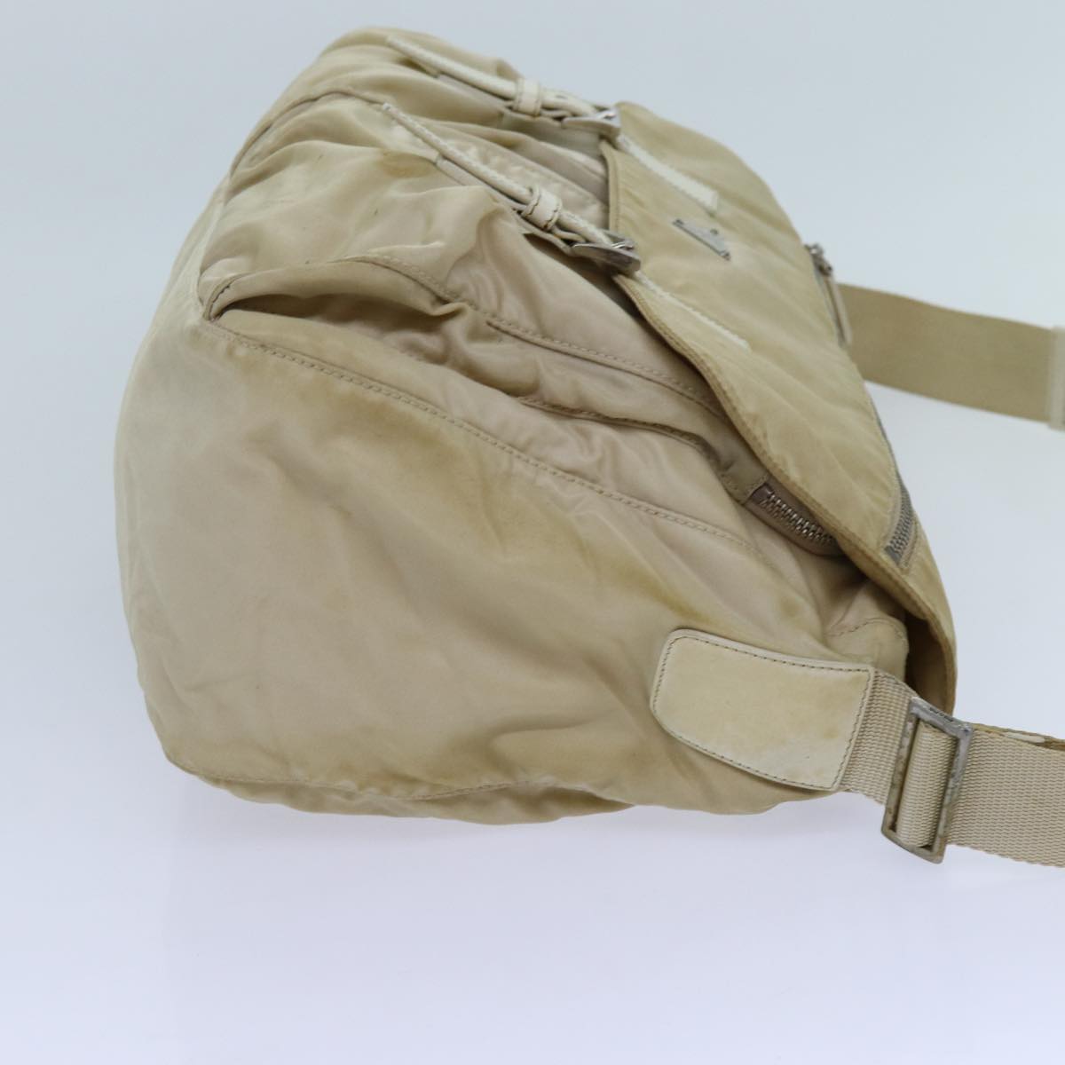 PRADA Shoulder Bag Nylon Beige Auth fm3366