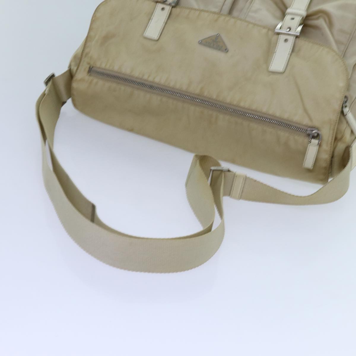 PRADA Shoulder Bag Nylon Beige Auth fm3366