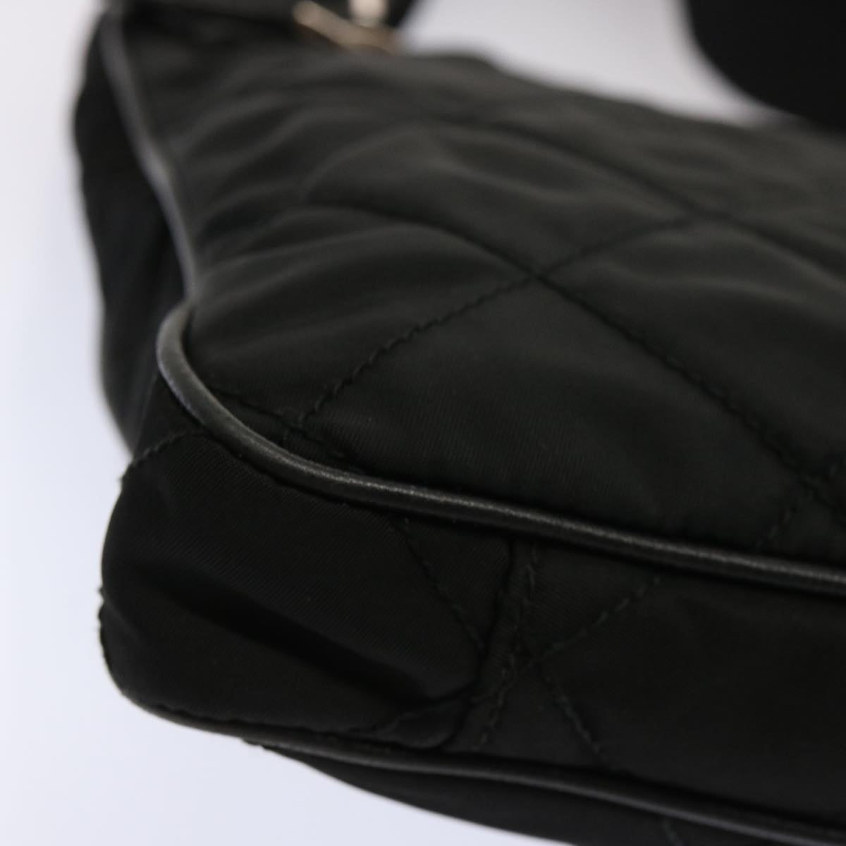 PRADA Quilted Shoulder Bag Nylon Black Auth fm3367