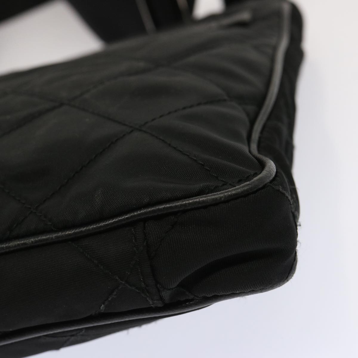 PRADA Quilted Shoulder Bag Nylon Black Auth fm3367