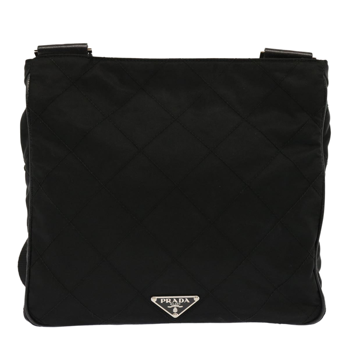 PRADA Quilted Shoulder Bag Nylon Black Auth fm3367