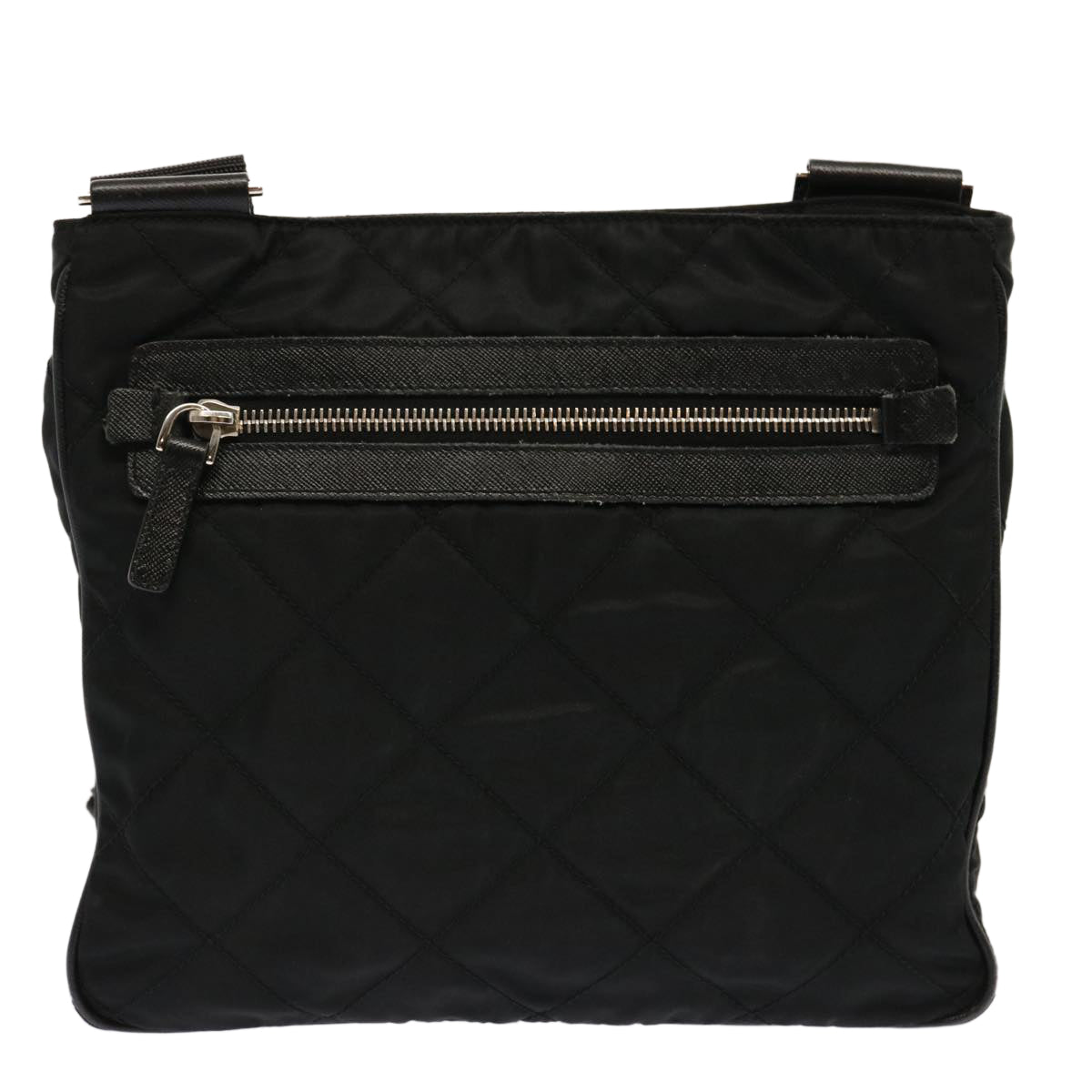 PRADA Quilted Shoulder Bag Nylon Black Auth fm3367