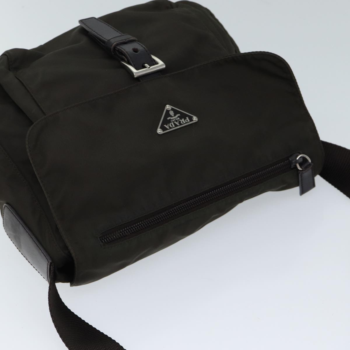PRADA Shoulder Bag Nylon Khaki Auth fm3370
