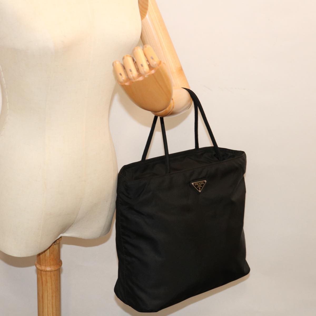 PRADA Hand Bag Nylon Black Auth fm3371