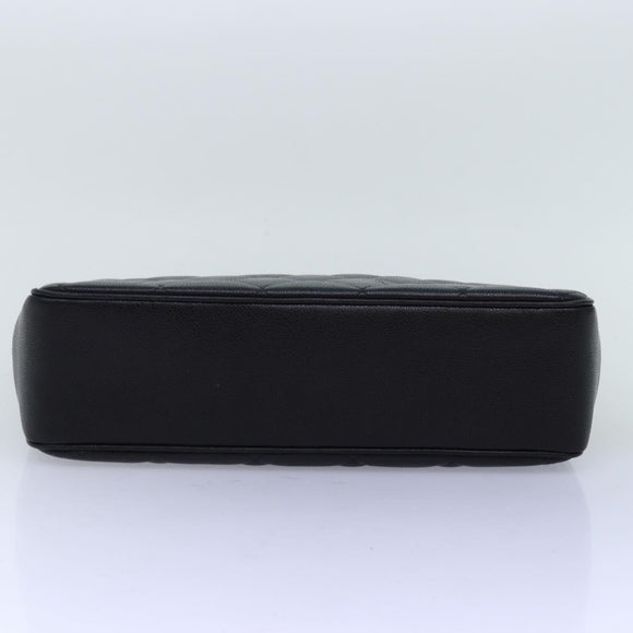 CHANEL Big Matelasse Chain Shoulder Bag Caviar Skin Black CC Auth fm3373AV