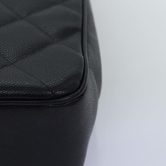 CHANEL Big Matelasse Chain Shoulder Bag Caviar Skin Black CC Auth fm3373AV