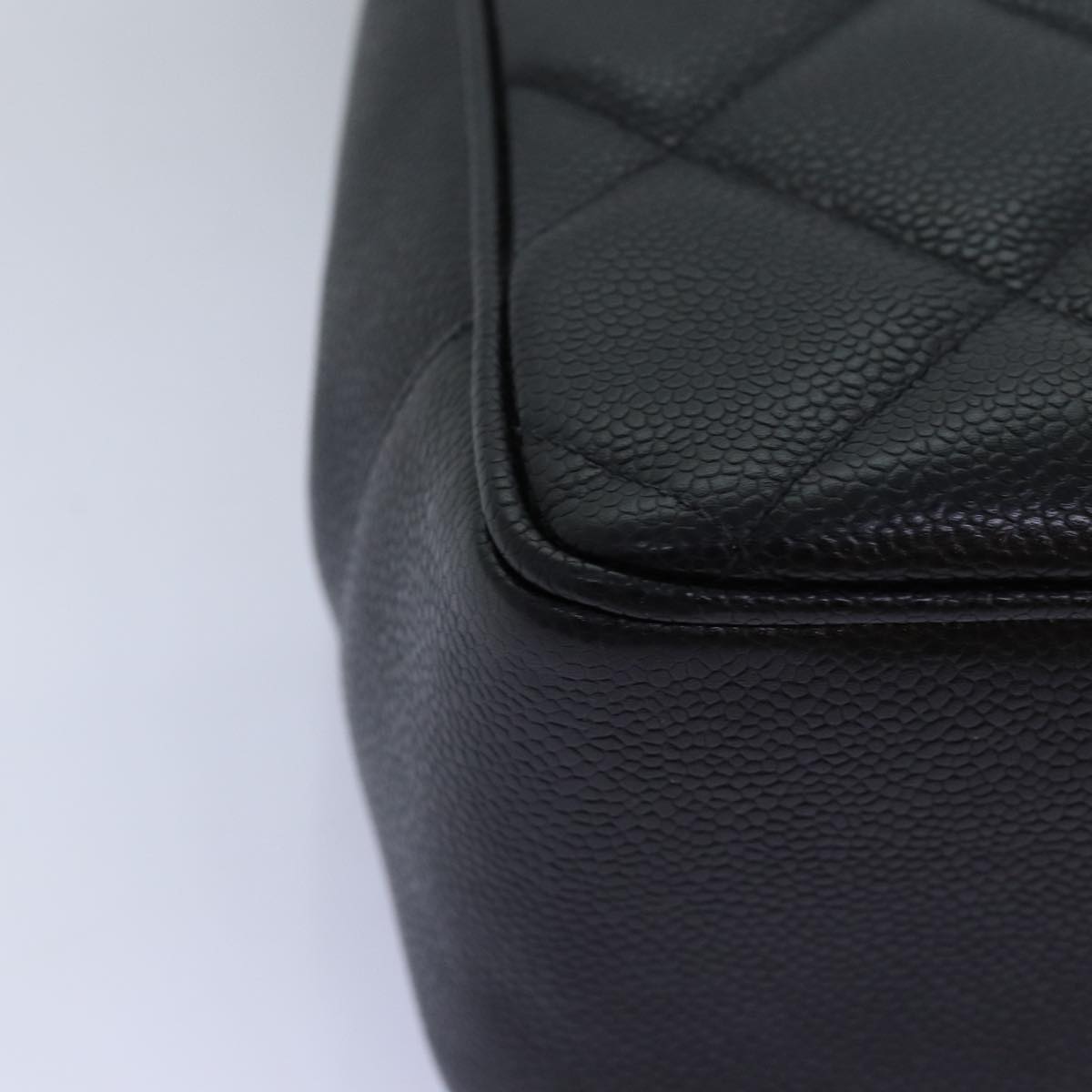 CHANEL Big Matelasse Chain Shoulder Bag Caviar Skin Black CC Auth fm3373A