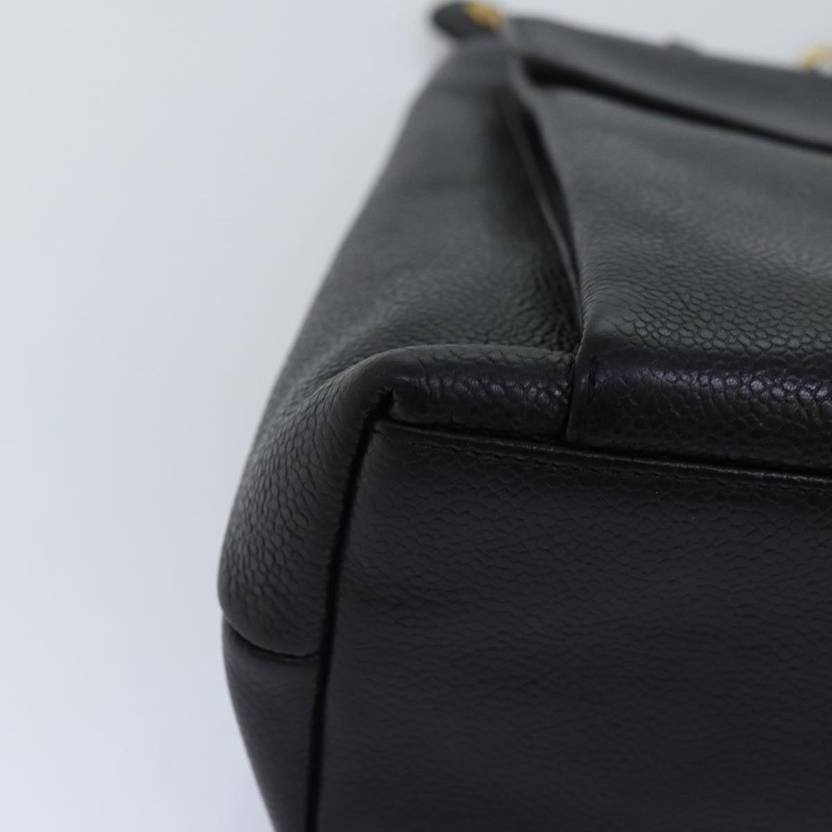 CHANEL Chain Shoulder Bag Caviar Skin Black CC Auth fm3376A