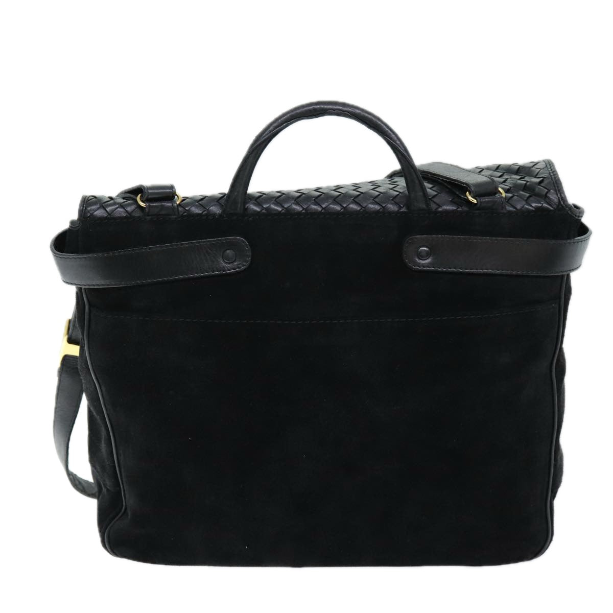 BOTTEGA VENETA INTRECCIATO Hand Bag Leather 2way Black Auth fm3377 - 0