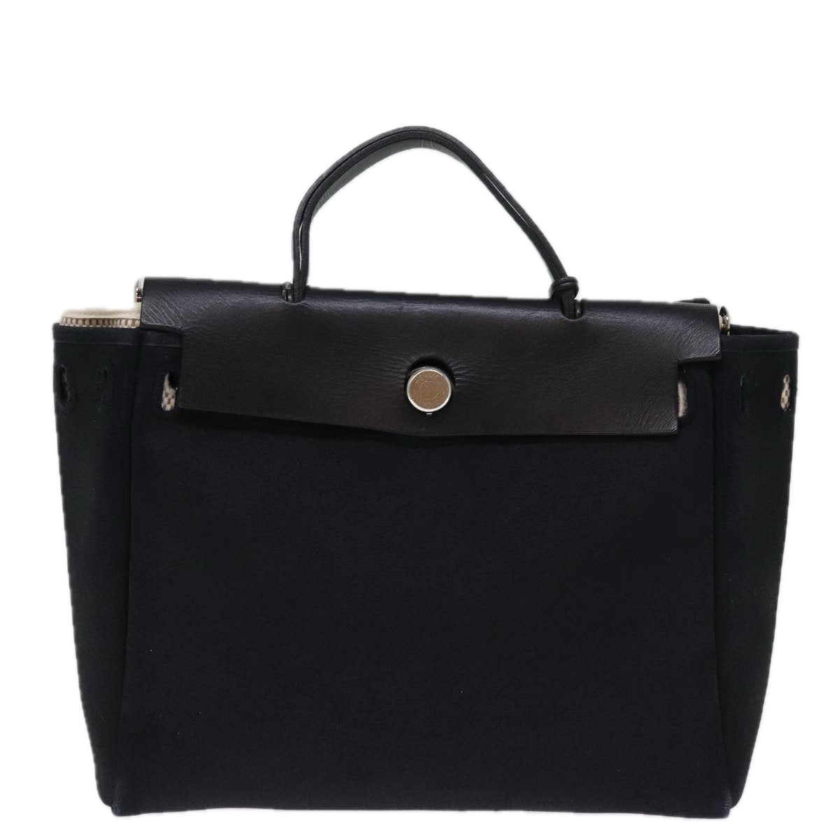 HERMES Her bag PM Tote Bag Canvas Black Auth fm3378