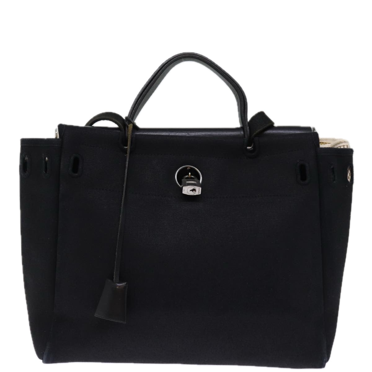 HERMES Her bag PM Tote Bag Canvas Black Auth fm3378