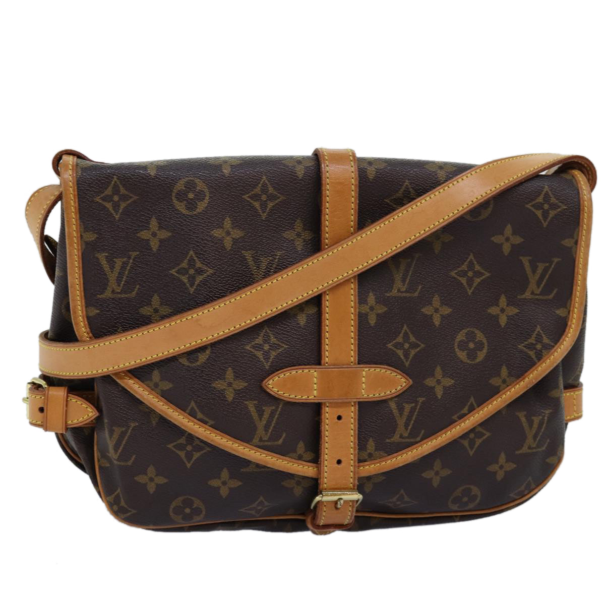 LOUIS VUITTON Monogram Saumur 30 Shoulder Bag M42256 LV Auth fm3388