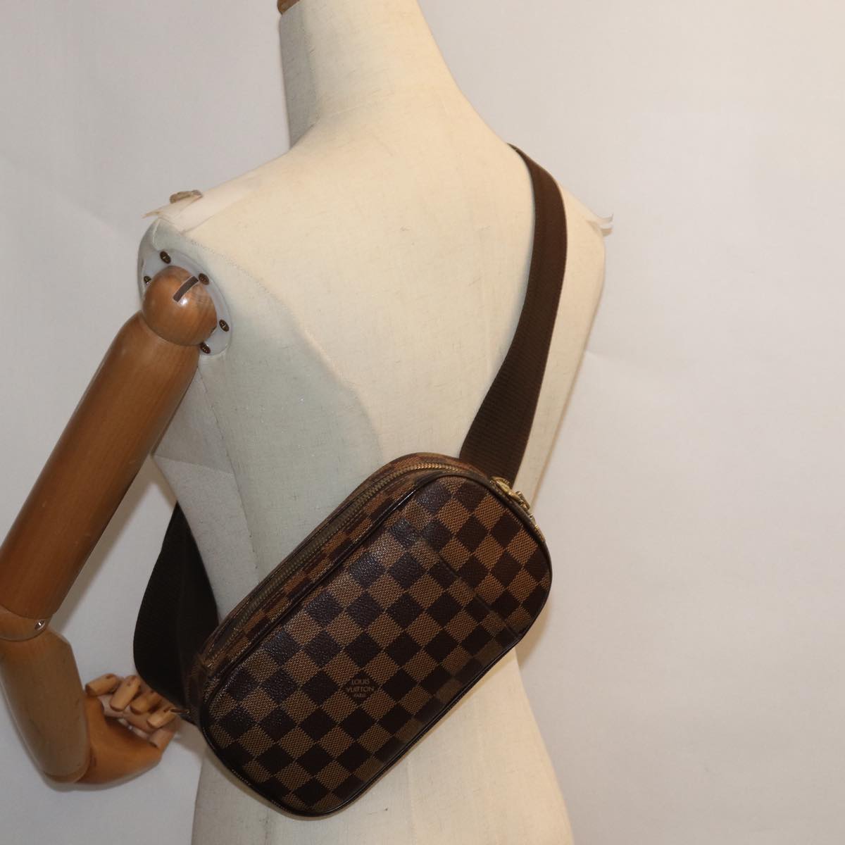 LOUIS VUITTON Damier Ebene Pochette Gange Shoulder Bag N48048 LV Auth fm3403