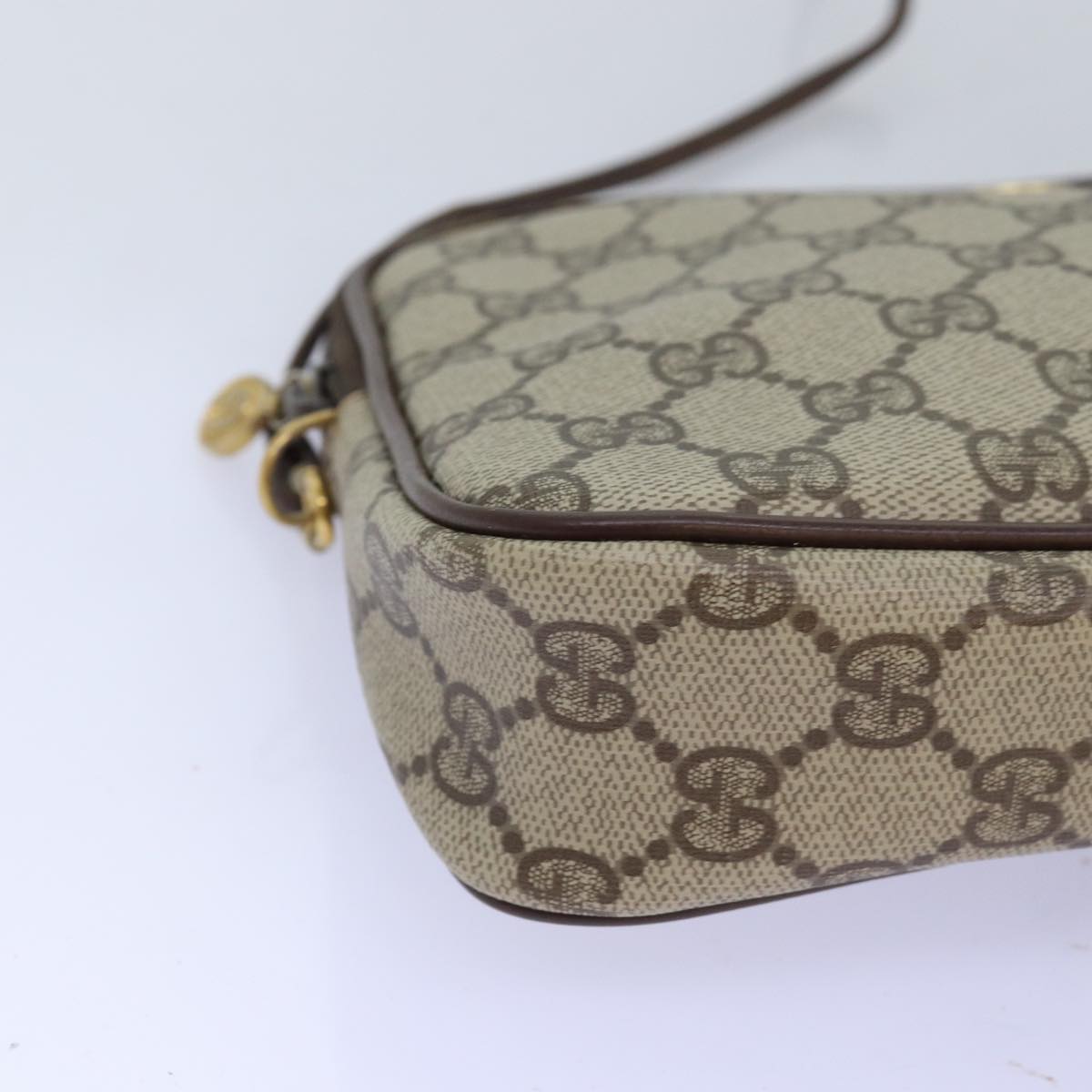 GUCCI GG Supreme Shoulder Bag PVC Beige 97 02 068 Auth fm3411