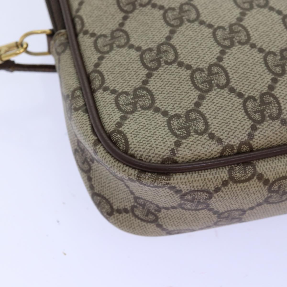 GUCCI GG Supreme Shoulder Bag PVC Beige 97 02 068 Auth fm3411