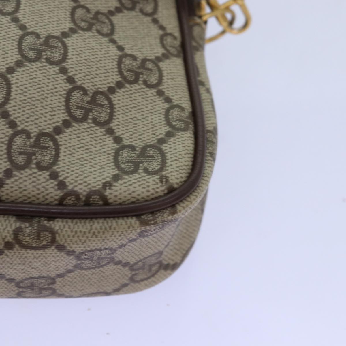 GUCCI GG Supreme Shoulder Bag PVC Beige 97 02 068 Auth fm3411