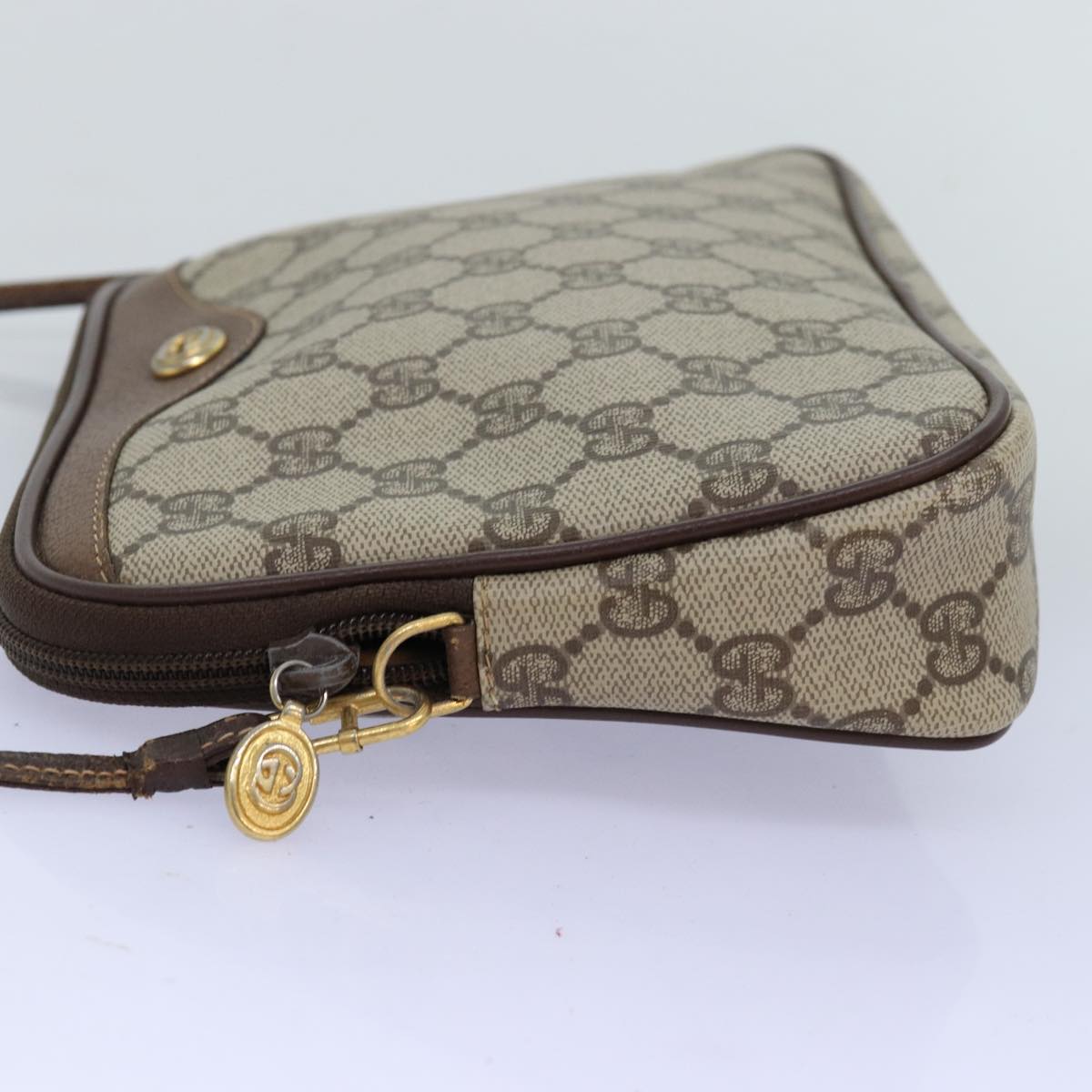 GUCCI GG Supreme Shoulder Bag PVC Beige 97 02 068 Auth fm3411