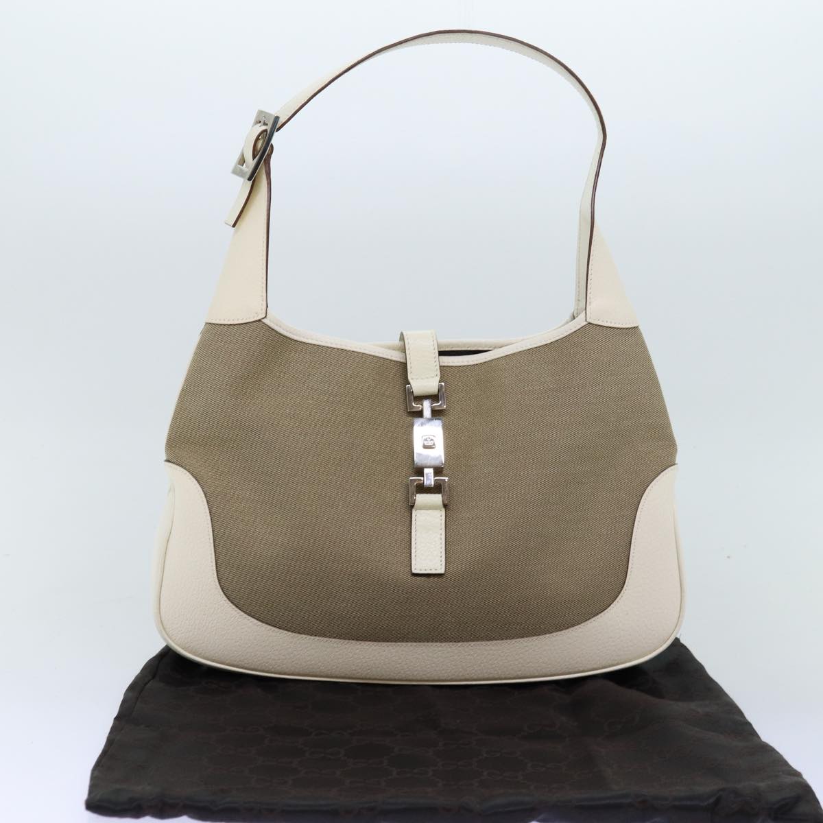 GUCCI Jackie Shoulder Bag Canvas Beige 001 3306 Auth fm3414