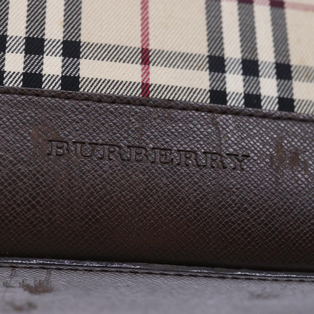 BURBERRY Nova Check Hand Bag Canvas Beige Auth fm3415