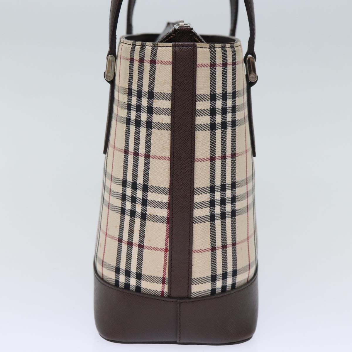 BURBERRY Nova Check Hand Bag Canvas Beige Auth fm3415