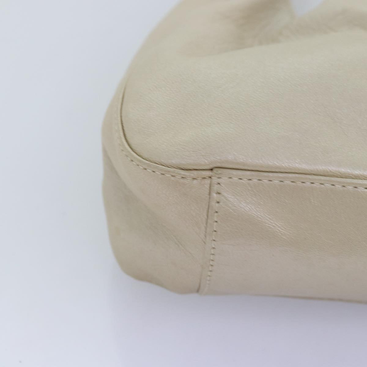 PRADA Hand Bag Leather White Auth fm3418