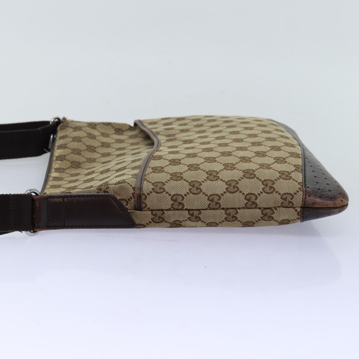 GUCCI GG Canvas Shoulder Bag Beige 145857 Auth fm3430