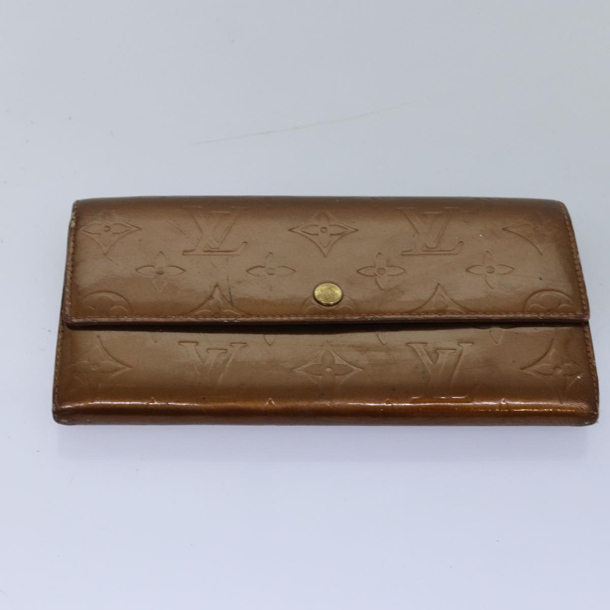 LOUIS VUITTON Monogram Vernis Long Wallet 3Set Bronze Perle Red LV Auth fm3442