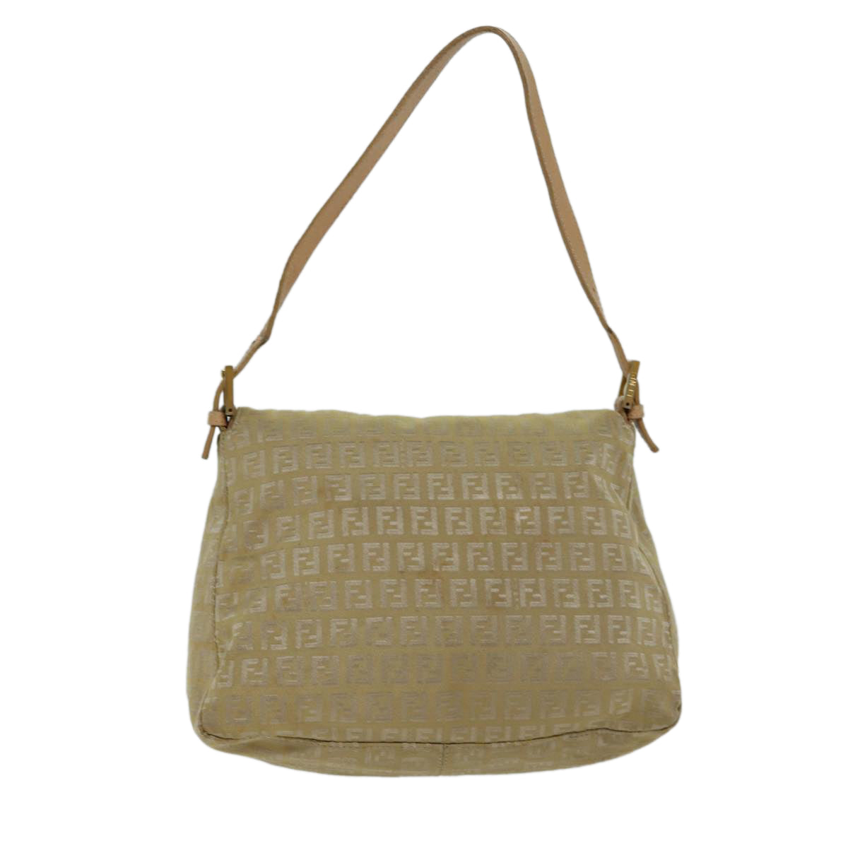 FENDI Zucchino Canvas Mamma Baguette Shoulder Bag Beige Auth fm3459 - 0