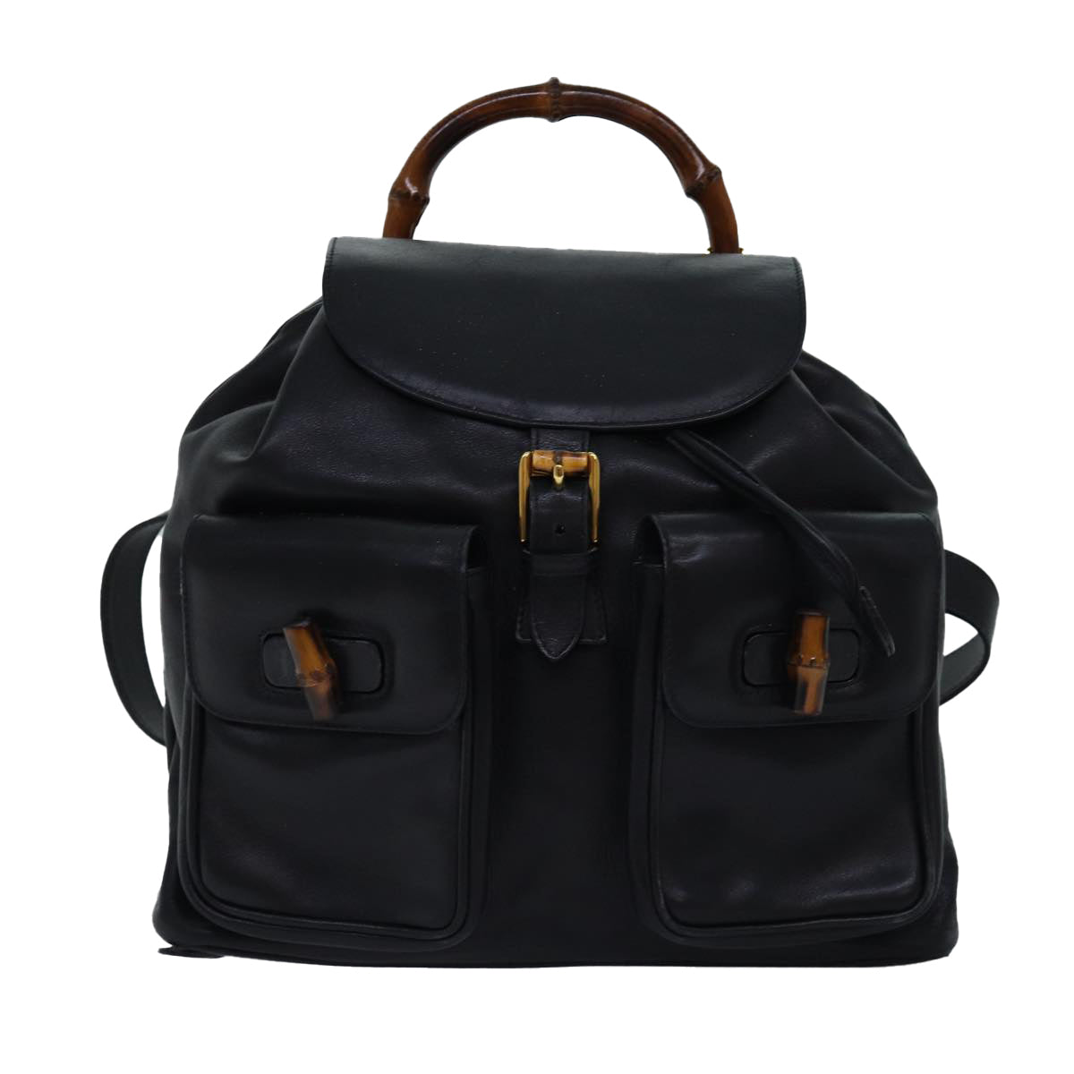 GUCCI Bamboo Backpack Leather Black 003 2058 0016 Auth fm3461