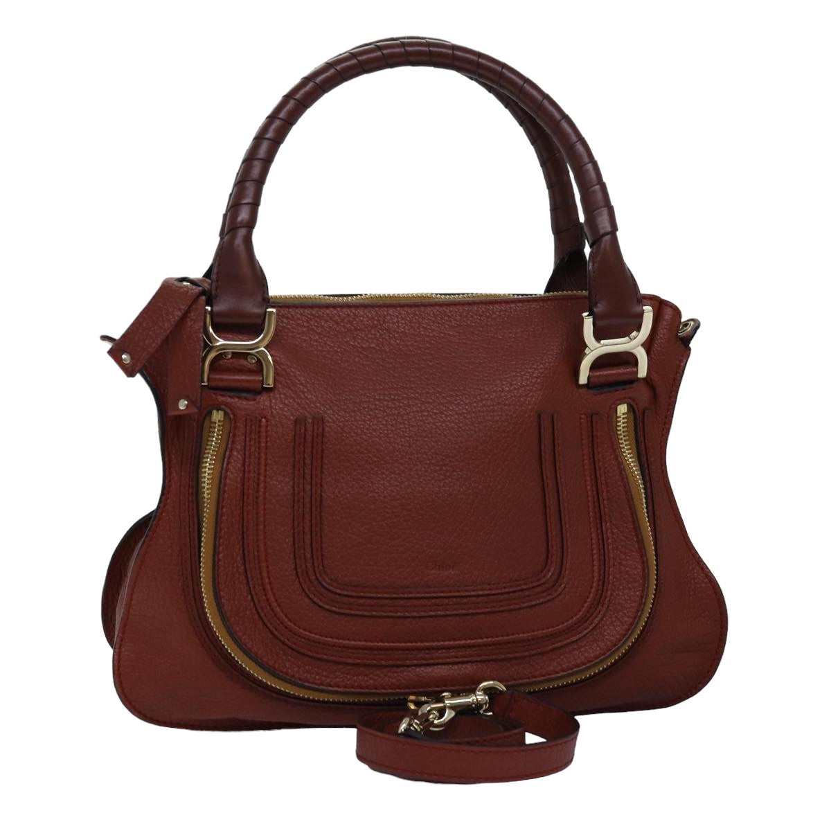 Chloe Mercy Shoulder Bag Leather 2way Brown Auth fm3462