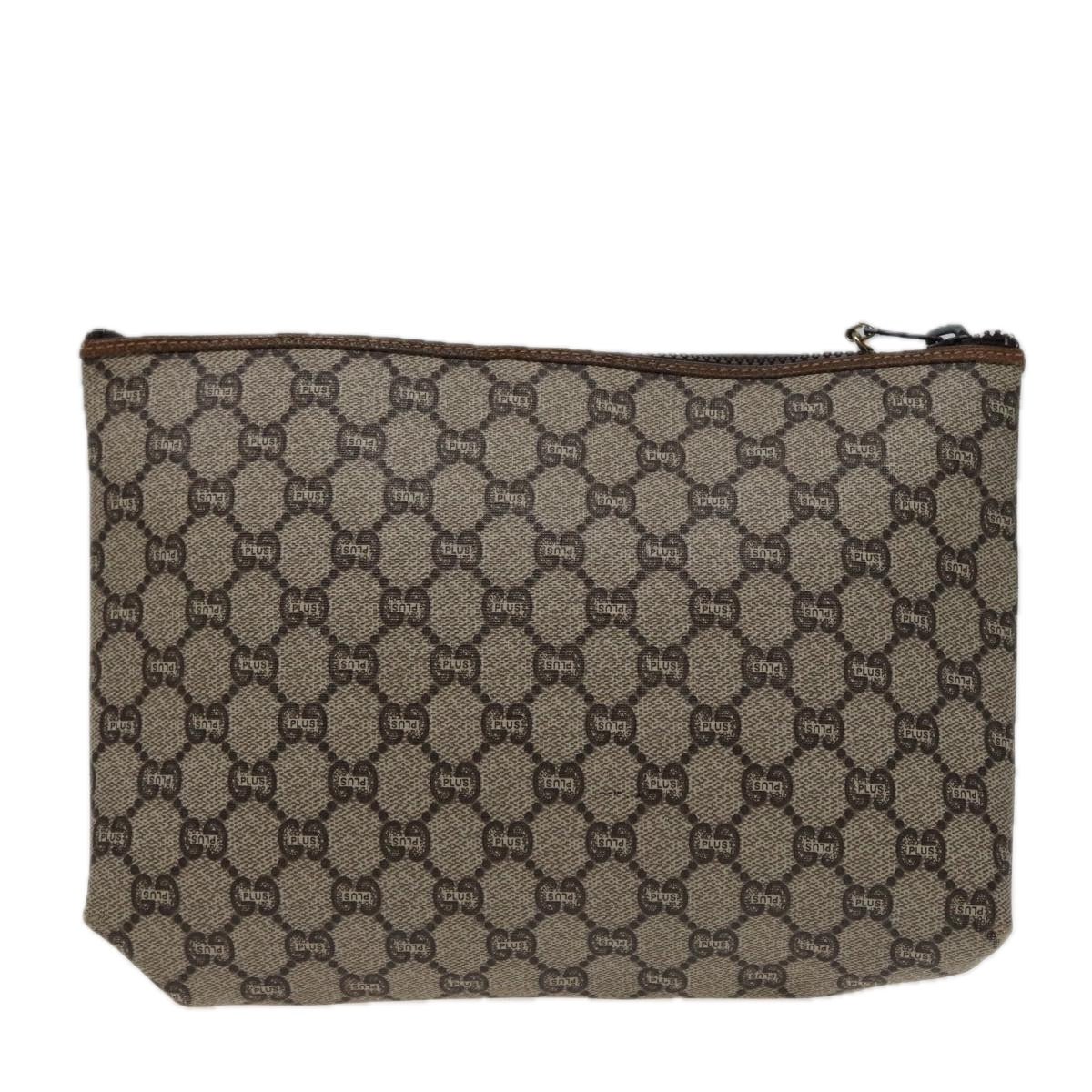 GUCCI GG Plus Supreme Clutch Bag PVC Beige Auth fm3504