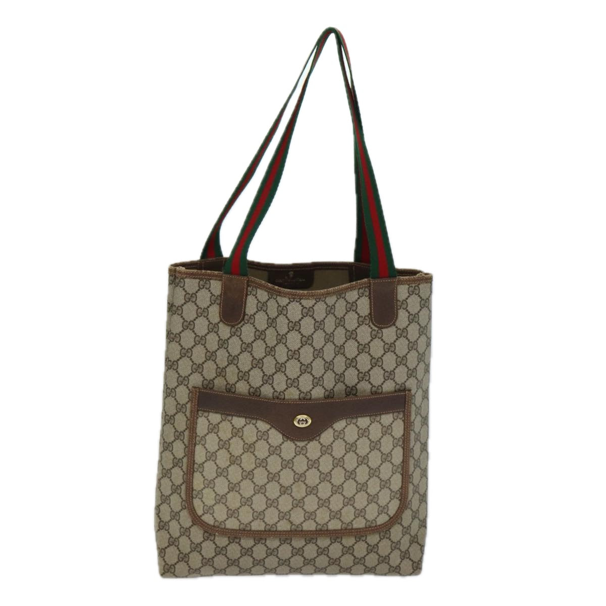 GUCCI GG Supreme Web Sherry Line Tote Bag PVC Beige Red 123 02003 Auth fm3508