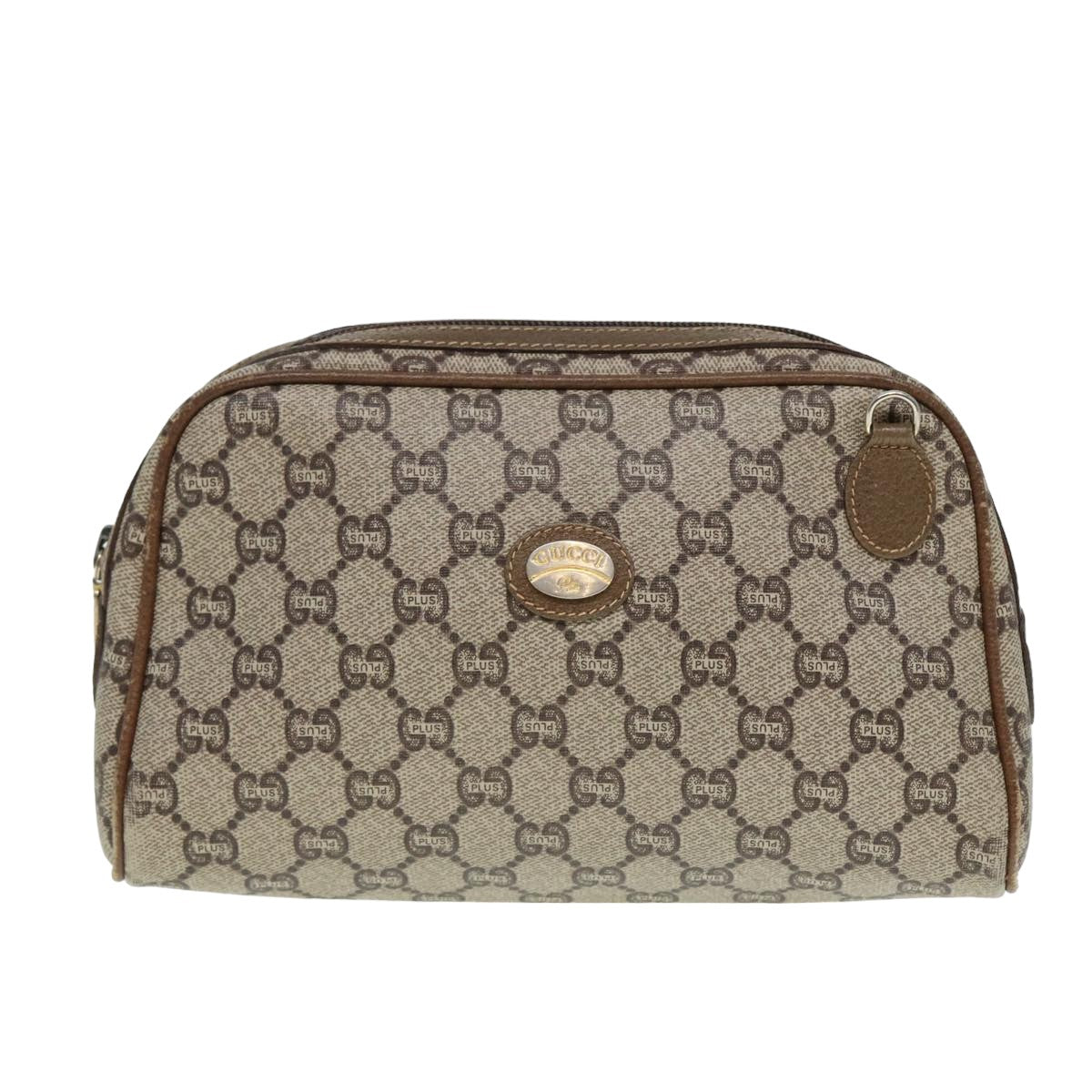 GUCCI GG Plus Supreme Shoulder Bag PVC Leather Beige Auth fm3509