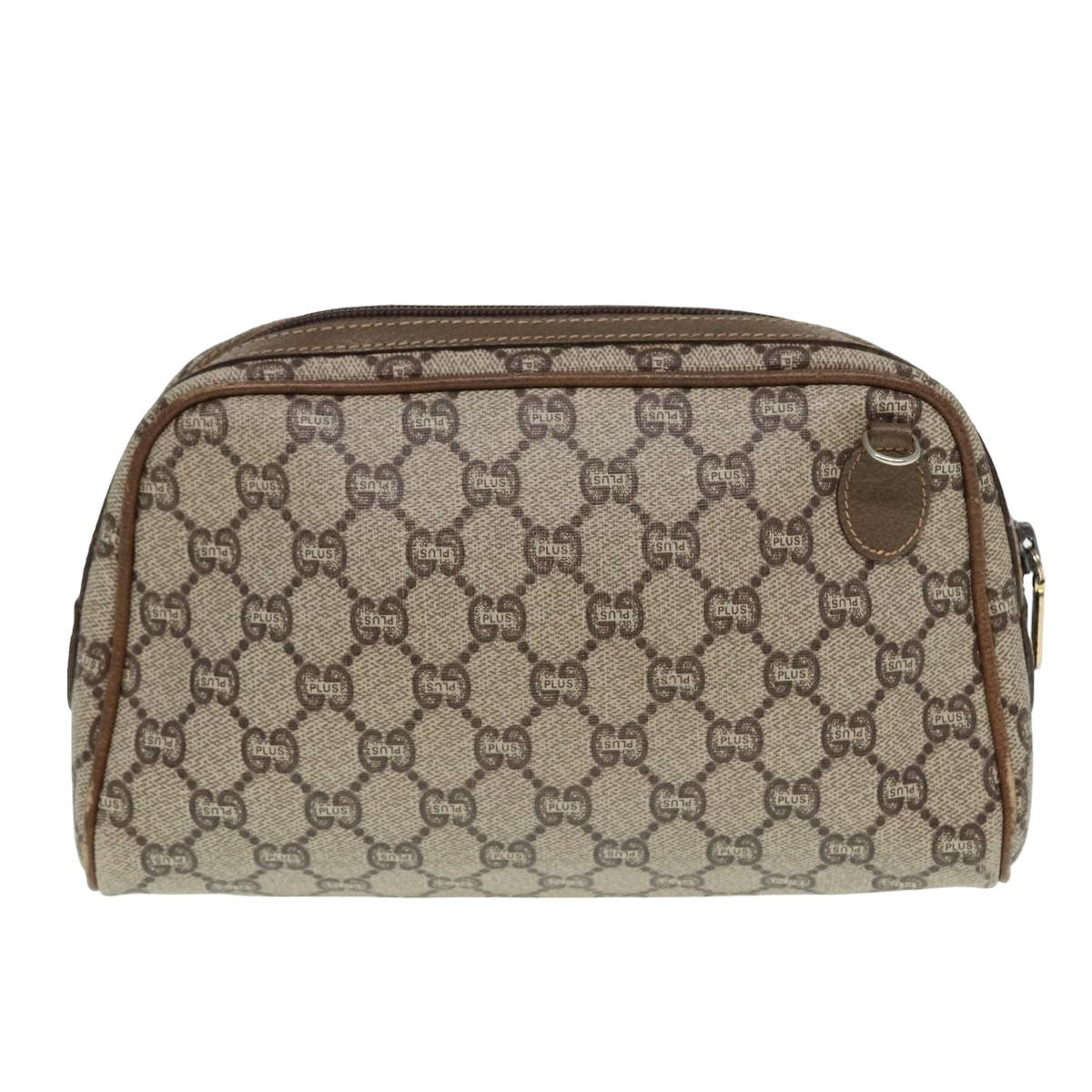 GUCCI GG Plus Supreme Shoulder Bag PVC Leather Beige Auth fm3509