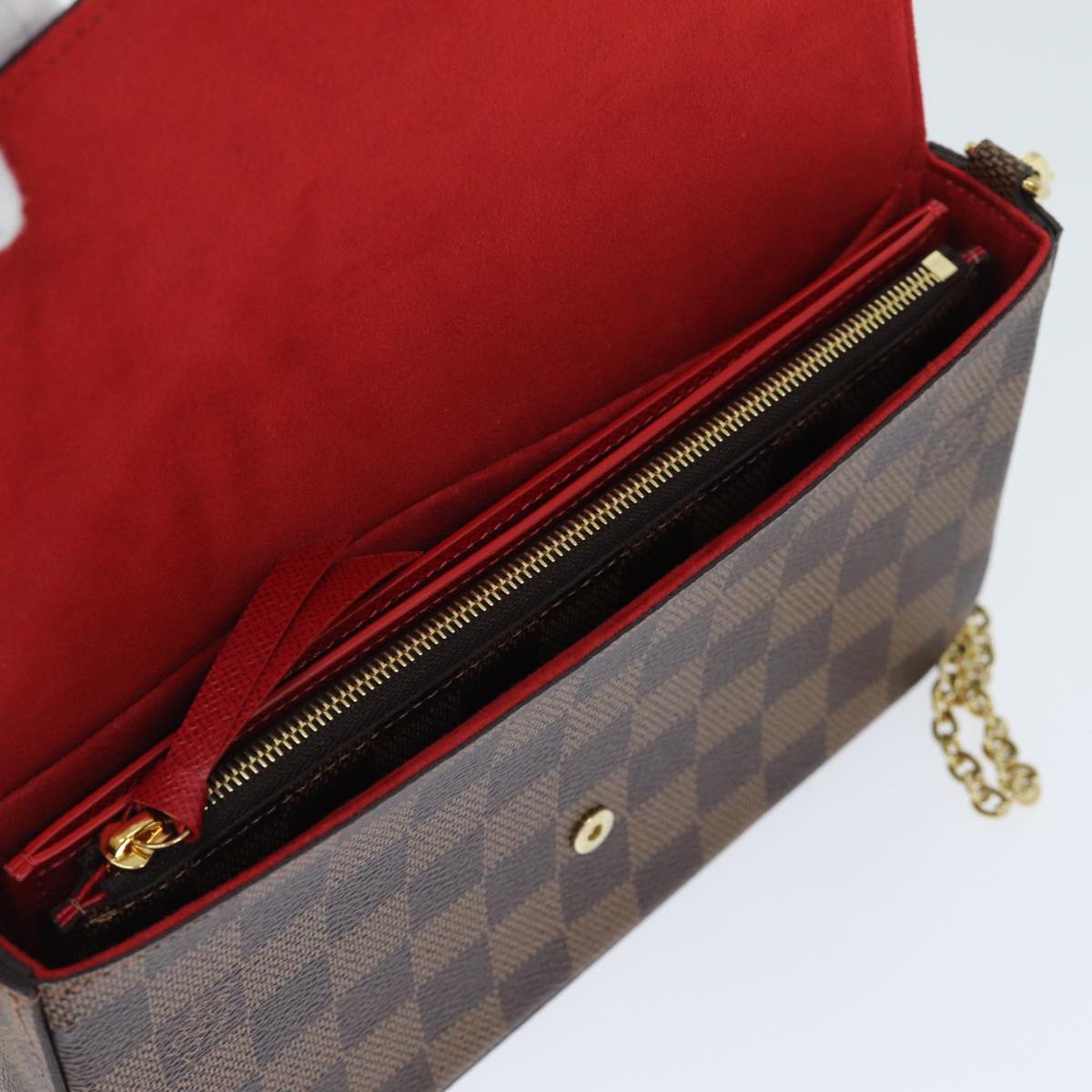 LOUIS VUITTON Damier Ebene Pochette Felice Shoulder Wallet N63032 Auth fm3540S