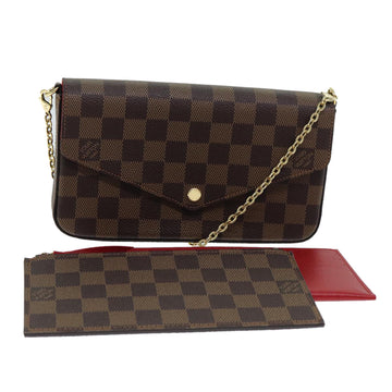 LOUIS VUITTON Damier Ebene Pochette Felice Shoulder Wallet N63032 Auth fm3540SM