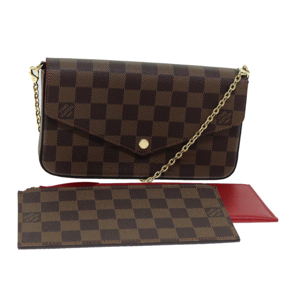 LOUIS VUITTON Damier Ebene Pochette Felice Shoulder Wallet N63032 Auth fm3540SM