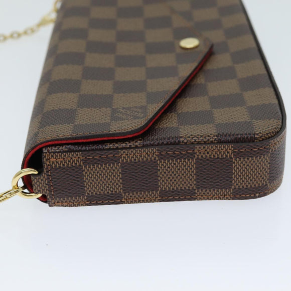LOUIS VUITTON Damier Ebene Pochette Felice Shoulder Wallet N63032 Auth fm3540SM